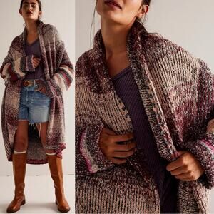 Free People Large Found My Bff Cardi Cardigan Sweater Coat in Sugar and Spice